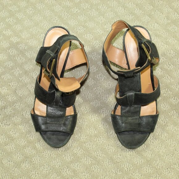 Nine West Women's 7M Black Strappy Ankle Strap 3" Heels - Picture 2 of 8